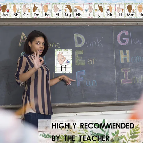 Vista 5 de YIYDONG Juego de 36 Piezas de Tablero de Anuncios del Alfabeto ASL, Tarjetas Didácticas de Lenguaje de Señas con Números ABC, Decoraciones de Pared