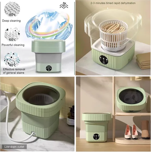 Vista 5 de Portable Washing Machine, 2 in 1 Small Washing Machine, Foldable Collapsible Mini Washer and Spin Drying, Cleaning for Underwear, Baby Clothes