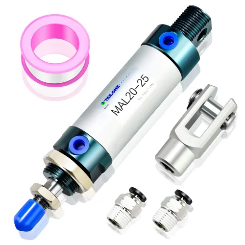 Vista 26 de TAILONZ PNEUMATIC Cilindro de Aire de 16mm Orificio 25mm Carrera de Doble Acción con Conector Y y 2 Piezas de Conexión de 6mm MAL16x25