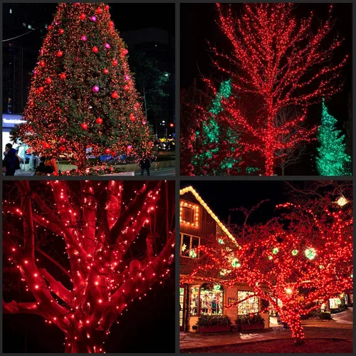 Vista 8 de YULETIME 200 luces rojas de Navidad, paquete de 2 hebras de 21 pies, 100 unidades, con certificación UL, mini tira de luces incandescentes