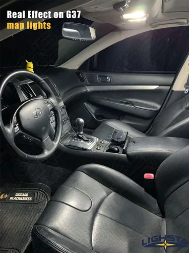 Vista 4 de Paquete de 12 luces LED blancas superbrillantes para interiores Infiniti G35 G37 Sedan 2007 2008 2009 2010 2011 2012 2013 2014 + luces de matrícula