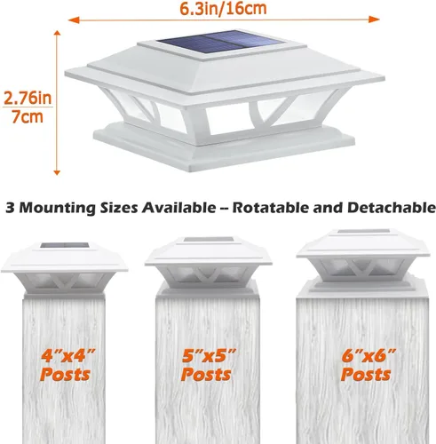 Vista 4 de SIEDiNLAR Luces solares para postes al aire libre, 2 modos, luz LED para cubierta de valla de 4 x 4, 5 x 5, 6 x 6 pulgadas, decoración de jardín