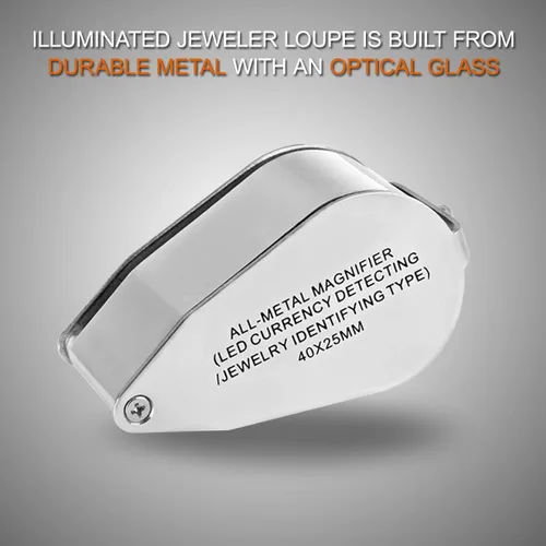 Vista 3 de KINGMAS Lupa de joyería 40X, lupa de ojo plegable iluminada con luz LED (detección de moneda LED/Jewlers identificando tipo lupe)