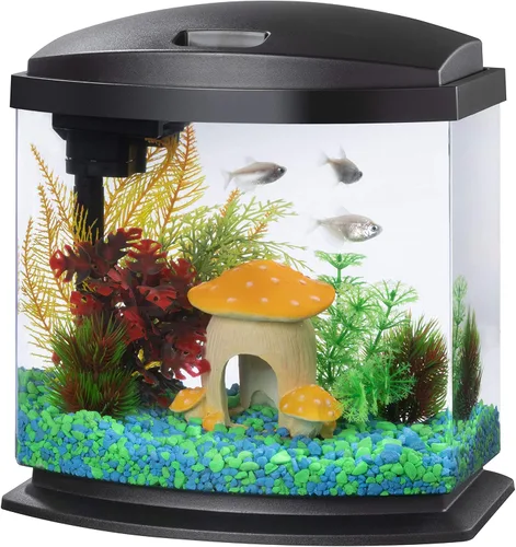 Vista 12 de Aqueon Kit de Acuario Pequeño LED MiniBow con Tecnología SmartClean, Azul, 1 Galón