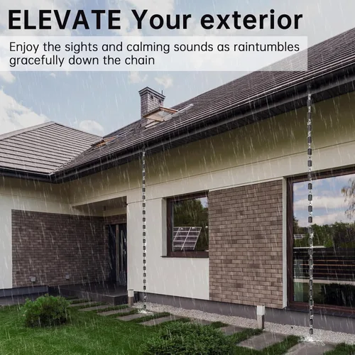 Vista 7 de 2 piezas de cadena de lluvia cuadrada, cadenas de lluvia negras para canalones de 8.5 pies, aluminio negro resistente con recubrimiento en polvo