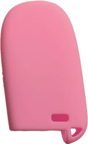 Vista 2 de Funda de silicona para llavero de entrada remota sin llave para Jeep Grand Cherokee Dodge Challenger Charger Dart Durango Journey Chrysler rosa 5