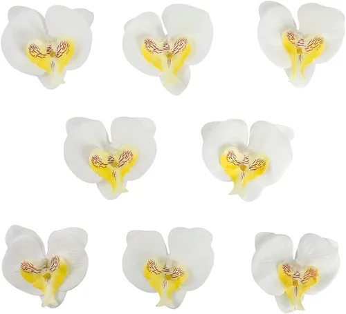 Vista 8 de Cabezales de flores artificiales de seda de Phalaenopsis, cabezas de orquídea mariposa falsas, rellenos de jarrón para el hogar, oficina, boda