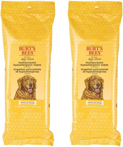 Burt's Bees for Pets Honey Toallitas multiusos para el aseo de perros, hojas suaves hipoalergénicas de limpieza de manchas, fórmula de origen