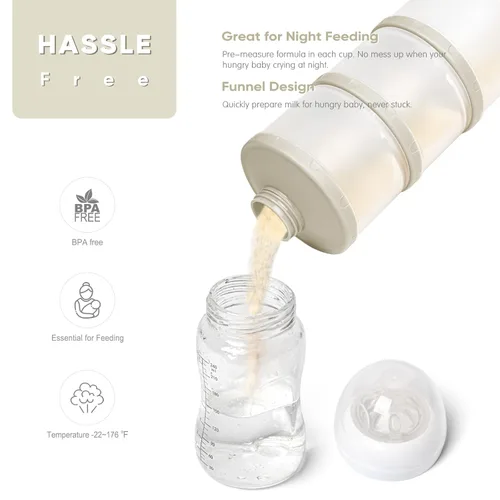 Vista 5 de Dispensador de fórmula apilable Termichy, contenedor portátil de leche en polvo, 2 paquetes, gris cálido