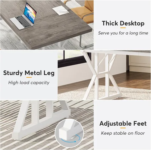 Vista 14 de Tribesigns - Escritorio ejecutivo de 78.7 pulgadas, escritorio grande para computadora de oficina, estación de trabajo, escritorio moderno