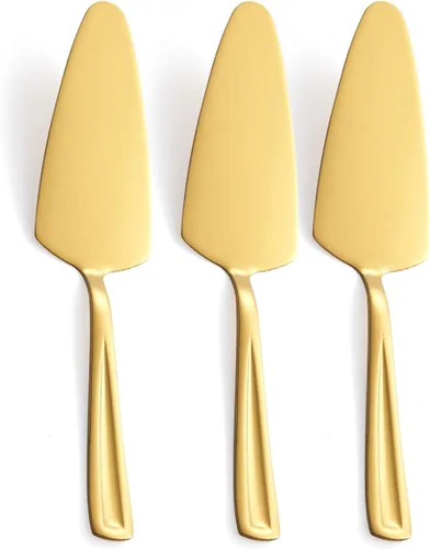 Vista 9 de Set de servidor de tartas y pasteles negro, GoGeiLi de acero inoxidable de 9.3 pulgadas, cuchara para postres para pizza, pastelería, queso, juego