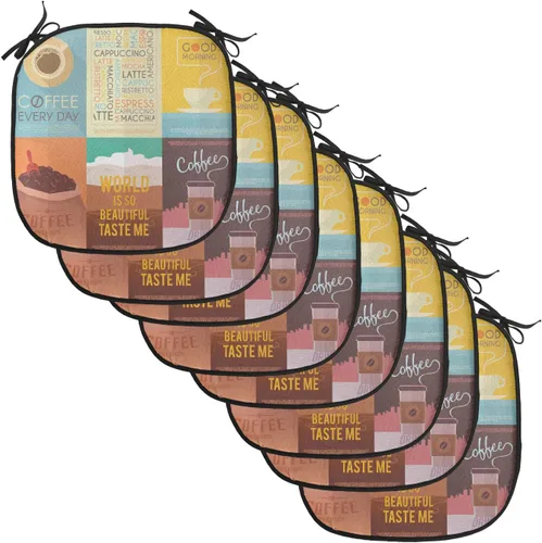 Vista 174 de Lunarable Juego de 4 cojines de asiento para silla, diseño de pétalos de flores de iris florecientes, arte de forma desgastada, acolchado de asiento