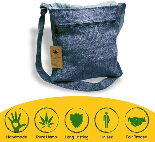 Vista 2 de Core Hemp Bolso bandolera hecho a mano en Nepal - Bolso bandolera sobre el hombro - Unisex