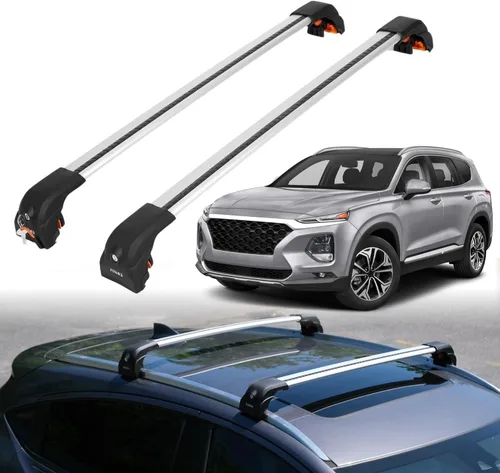 Vista 20 de ERKUL Barras Transversales de Techo para Hyundai Santa Fe 2013-2018 Barras Transversales de Aluminio con Cerradura Antirrobo para Techo Negro