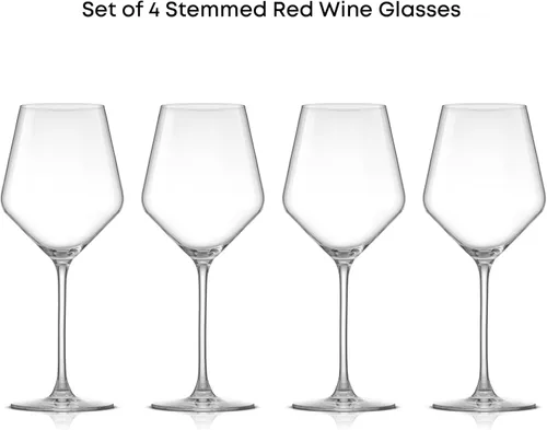 Vista 4 de JoyJolt Layla - Copas de vino tinto italianas, juego de 4, 17 onzas transparentes, fabricadas en Europa