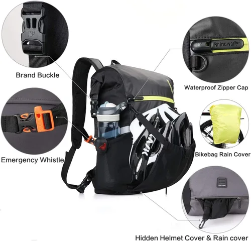 Vista 2 de Rhinowalk Bolsa de Bicicleta Impermeable Bolsa de Alforja Convertible - 2 en 1 Bolsa de Sillín para Bicicleta Bolsa de Hombro Bolsa de Alforja