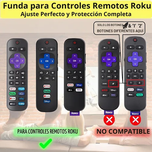 Vista 2 de Funda para mando a distancia Roku, cubierta de batería para TCL Smart TV Steaming Stick, funda protectora de silicona para control remoto universal