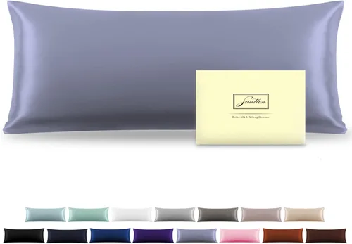 Vista 17 de Funda de almohada de seda para cabello y piel, suave, transpirable y sedosa 100% seda Queen, juego de 2, fundas de almohada de seda de morera