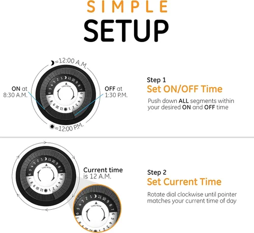 Vista 5 de GE 15138. Temporizador mecánico resistente, para exterior, de 2 tomas, para enchufar, programable a 24 Horas.