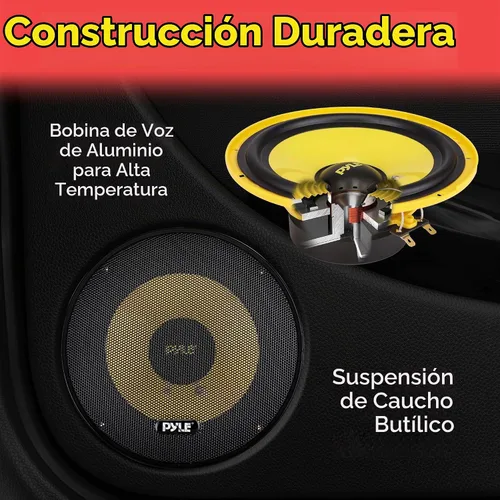 Vista 5 de Pyle Sistema de altavoces de componentes personalizados de 2 vías, 6.5 pulgadas, 400 vatios, con cesta de plástico electrochapado, envolvente