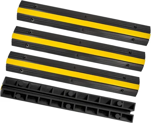 Vista 13 de CXRCY Paquete de 2 rampas protectoras de cable de goma de PVC de 3 canales, capacidad de 44000 libras, resistente a la velocidad, para manguera