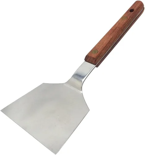 Vista 9 de TIKUSAN Okonomiyaki - Espátula giratoria para barbacoa, mango de madera, hecho en Japón (2.8 x 7.2 pulgadas)