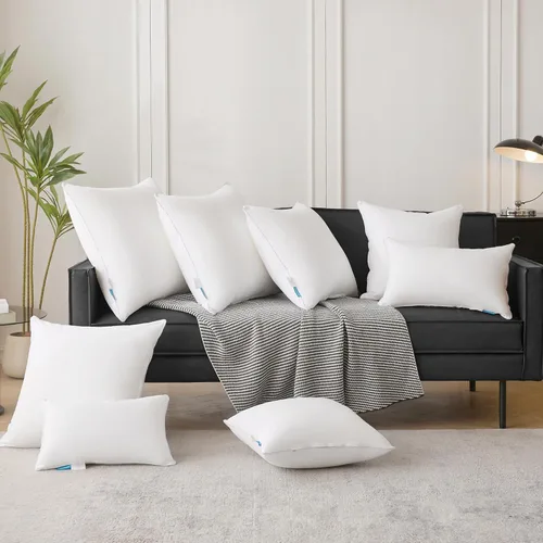 Vista 7 de Oubonun Juego de 2 almohadas lumbares de 12 x 20 pulgadas – Funda 100% algodón – Insertos de almohada rectangular cuadrada para sofá – Par