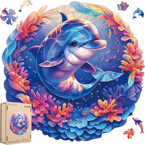 Vista 18 de Qiuenisray Rompecabezas de madera para adultos, rompecabezas de pulpo oceánico de 200 piezas, rompecabezas de madera fresca, decoración de pared