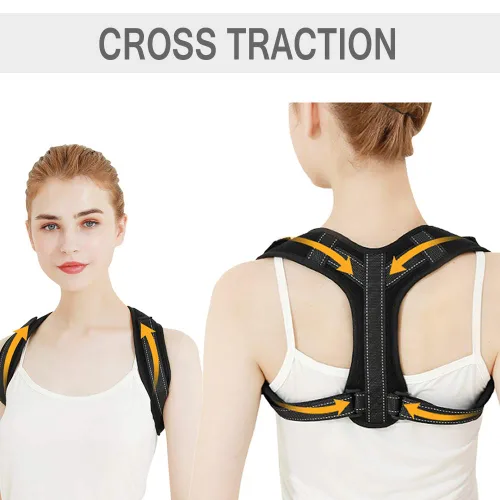 Vista 4 de Corrector de postura para hombres y mujeres enderezador de espalda ajustable para aliviar el dolor de espalda y hombros cómodo soporte de espalda