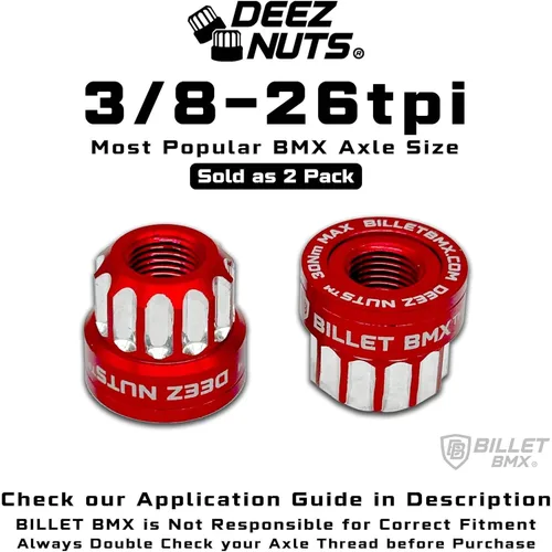 Vista 2 de BILLET BMX™ Deez Nuts™ Tuercas de eje de bicicleta de 12 puntos 3/8"-26 tpi (paquete de 2)