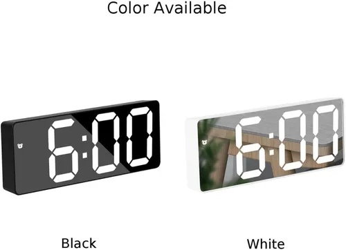 Vista 6 de QHYXT Reloj Reloj Despertador Digital LED Digital Reloj Despertador Luz Nocturna Termómetro Pantalla Espejo