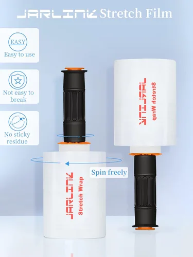 Vista 3 de JARLINK Paquete de 4 envolturas elásticas, envoltura retráctil de 5 pulgadas para envoltura de paletas, rollo de plástico para envoltura móvil