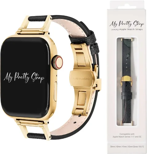 Vista 8 de My Pretty Strap - Correa compatible con Apple Watch, correa de lujo de cuero genuino para iWatch de repuesto - Se ajusta a la mayoría de muñecas