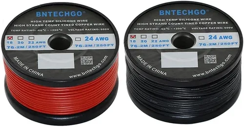 Vista 16 de BNTECHGO Carrete de alambre de silicona calibre 18 de 1000 pies, cable de cobre estañado trenzado de 18 AWG rojo flexible
