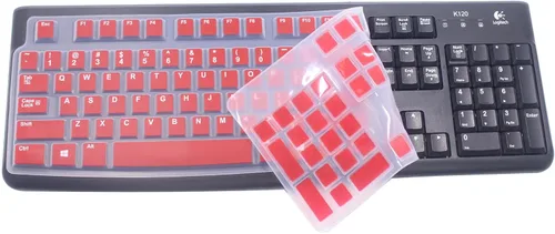 Vista 10 de Funda de silicona para teclado de escritorio ultrafina, compatible con Logitech K120 y MK120 teclado USB con cable (azul degradado)