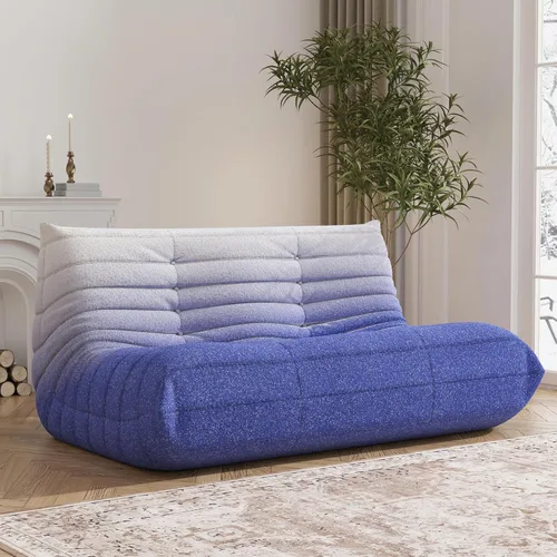 Vista 28 de Puf para adultos, sofá biplaza de gran tamaño, silla de chimenea, cómodo sofá perezoso de 2 plazas, puf de espuma viscoelástica para sala de estar