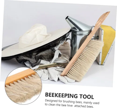 Vista 9 de SUPVOX Cepillo de abeja resistente con mango de madera para apicultores para mantenimiento de colmenas