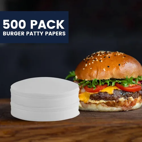 Vista 4 de Yenmoz 500 hojas de papel de hamburguesa de 4.5 pulgadas, papel de pergamino blanco, antiadherente, de grado alimenticio, para preparar y almacenar