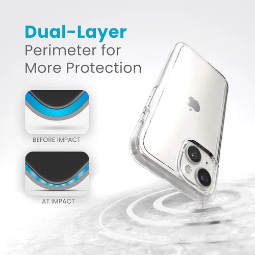 Vista 4 de Speck Funda transparente para iPhone 15, delgada, protección contra caídas, para iPhone 15, iPhone 14 y iPhone 13, resistente a los arañazos, no se