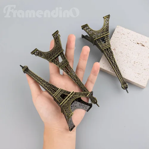 Vista 6 de Framendino, Estatua de la Torre Eiffel, 3 unidades, decoración de aleación, decoración de París para decoración de fiesta y hogar