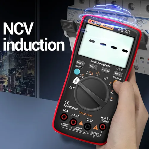 Vista 6 de ANENG - Multímetro digital con Bluetooth, probador auto-rango TRMS 6000 conteos, ohmímetro para voltaje AC/DC, corriente, resistencia, continuidad