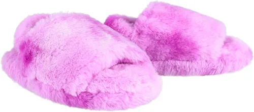 Vista 9 de Jessica Simpson Unisex-Child Plush Faux Fur Slip on House Slippers with Memory Foam