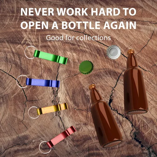 Vista 4 de Gadgetime USA Juego de 4 abridores de tapas de cerveza, abrebotellas para cerveza, refrescos, latas y tapas pop, ergonómico y duradero con llavero