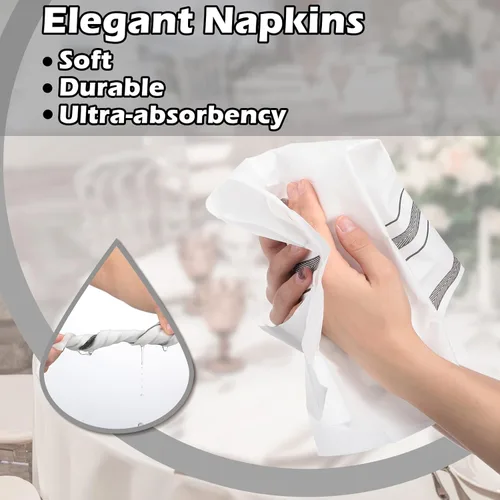 Vista 4 de Paquete de 200 toallas de mano desechables para baño, servilletas de cena, servilletas desechables para invitados, servilletas de baño decorativas