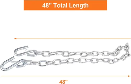 Vista 4 de Cadena de seguridad de acero de grado 30 de 1/4 x 48 pulgadas con ganchos de clip de resorte de 5,000 libras, 2 unidades (1/4 x 48 pulgadas)