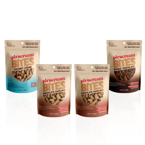 Vista 11 de Pirucream Bites Chocolate Avellana 1.90 oz Paquete de 12, bocados de oblea rellenos de crema premium con textura crujiente crujiente, suave crema