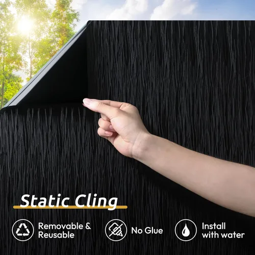 Vista 5 de rabbitgoo Película opaca para ventana, bloqueo de luz solar, cubierta opaca para reducción de rayos ultravioleta, extraíble para oscurecer