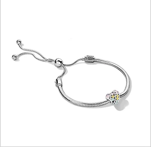 Vista 4 de Bolenvi Auténtica pulsera de plata de ley 925 ajustable con clip, cadena de serpiente de 0.118 pulgadas, compatible con cuentas Pandora y más