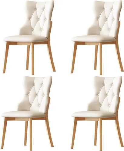 Vista 18 de Upholstered Dining Chairs with Backrest,Kitchen Chairs Leather,Living Room Chair with Wood Legs for Home, Restaurant, Hotel, Conference Room, Grey