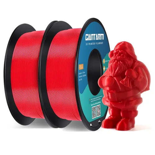 GIANTARM - Filamento para impresora 3D, 2 piezas de filamento pla rojo, carrete de 1 kg (2.2 lbs), precisión dimensional de 1.75 mm +/- 0.03 mm,